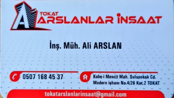 Tokat Arslanlar İnşaat Mühendislik Müteahhitlik Gayrimenkul Değerleme